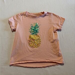 Members Mark Size 14/16 Peach Kids T-Shirt with Pineapple Design